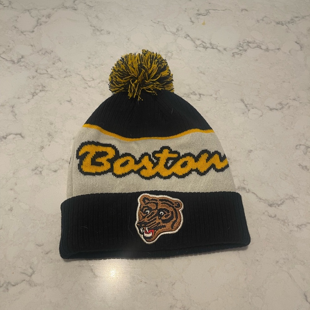 Adult Boston Bear Knit Beanie - Black and Yellow